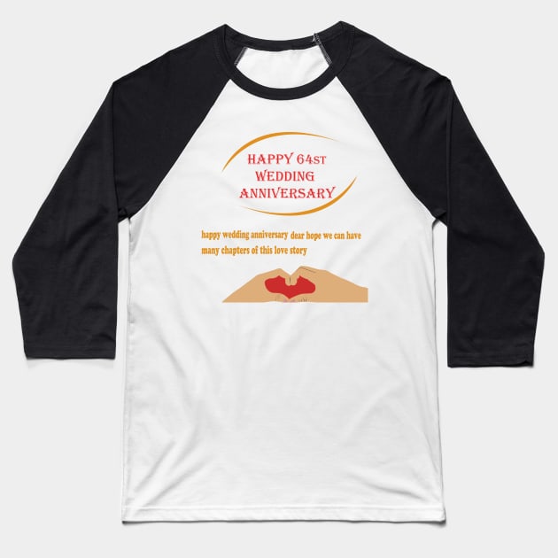 happy 64st wedding anniversary Baseball T-Shirt by best seller shop